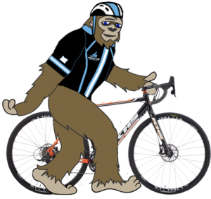 The Missing Link Sasquatch mascot with bike